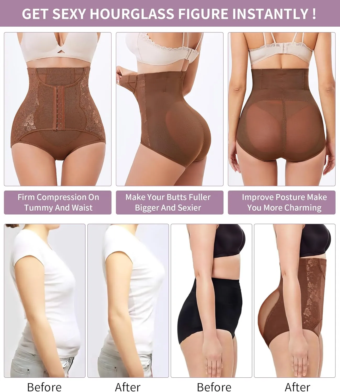 YERKOAD Tummy Control Panties for Women Shapewear Butt Lifter Short High Waist Trainer Corset Slimming Body Shaper Underwear