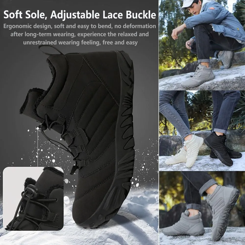 ZJQ 2025 New Winter Footwear Barefoot Shoes Women Men, Wide Toe Hiking Shoes, Non-Slip Waterproof Flexible Outdoor Sneakers