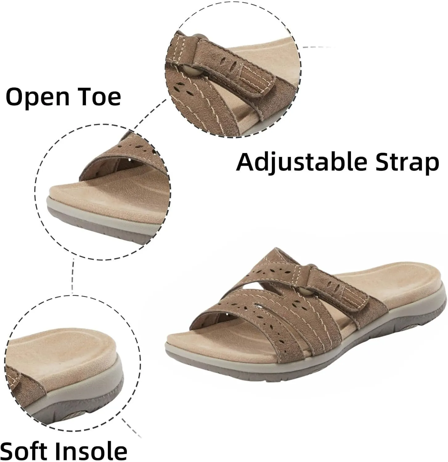 ZWRXW Slippers for Women Fashion Orthotic Slides Sandal Ladies Lightweight Athletic Yoga Mat Sandals Ultra Comfortable Plantar Fasciitis Arch Support Sandals Slip On Summer Beach Shoes